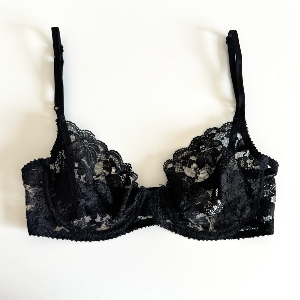 Vintage Dolores for Poirette Bra Sheer Lace Lingerie Underwire